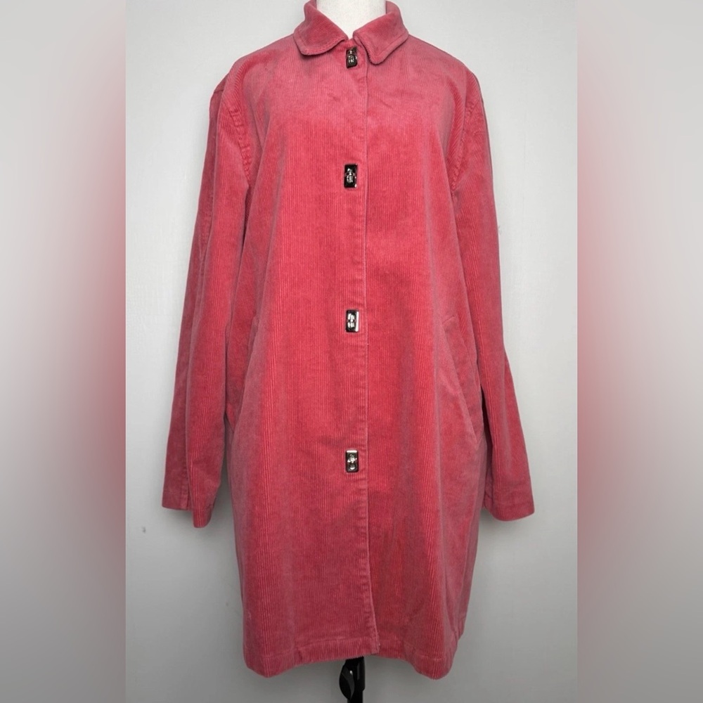 Jones Studio Pink Corduroy Barn Jacket L Mid Length Fall Barn Coat - Picture 3 of 13